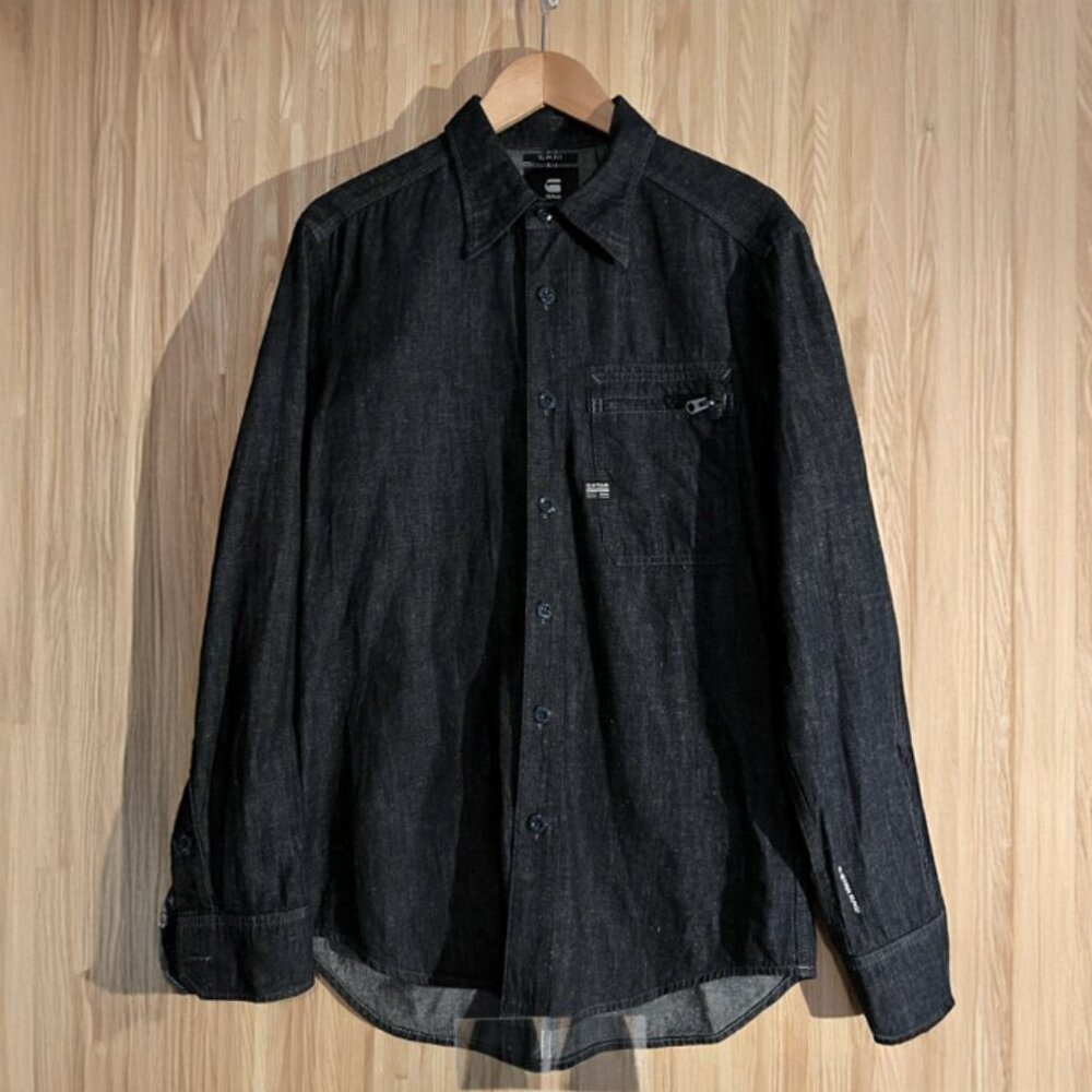 G-Star RAW Hemp Denim Slim Shirt | Dark Blue | Size M | Long Sleeve